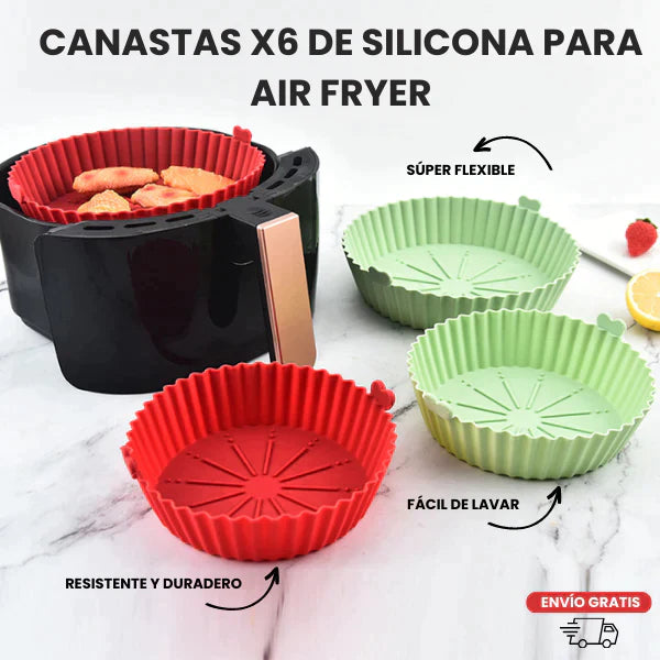 PACK DE 6 CANASTAS DE SILICONA PARA AIR FRYER + ENVÍO GRATIS