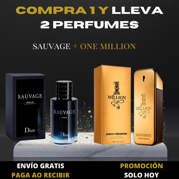 G Promoción Compra 1 y Lleva 2 Perfumes [1 Sauvage Dior + 1 One Million Paco Rabanne] ¡Solo hoy!