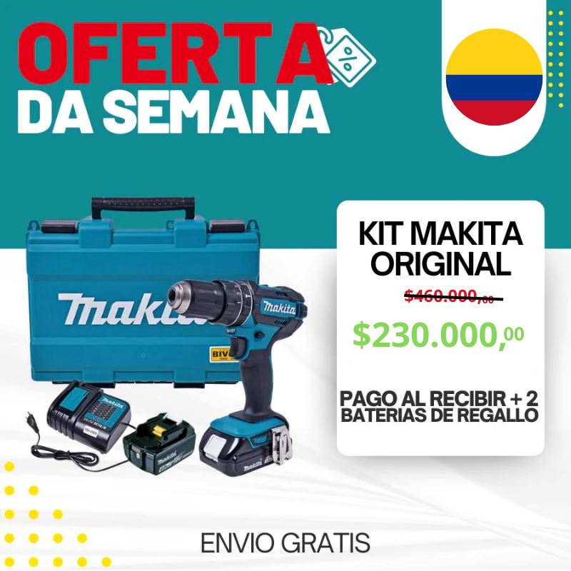 KIT MAKITA ORIGINAL: Taladro de alto impacto + 2 BATERIAS